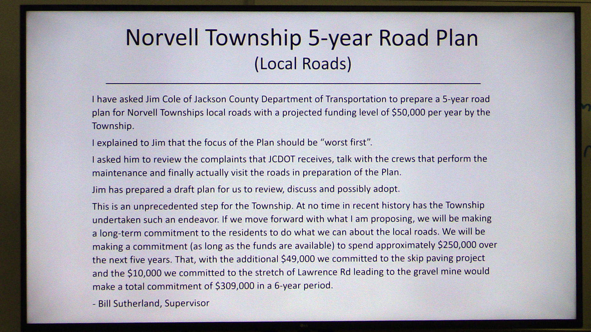 Road Plan, Norvell Township, Jackson County Michigan, December 2023